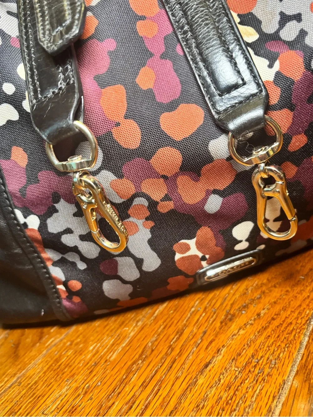 Coach Park Splatter Print Hobo F32893 Black Multicolor Convertible Bag